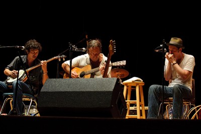 With Dustin and Kevin Welch at the Woody Guthrie Festival, 2011